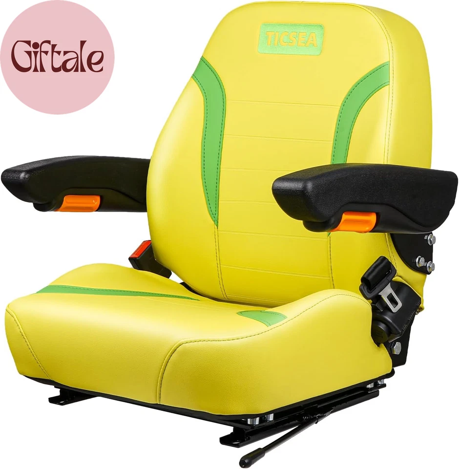 Asiento de tractor universal, asiento de cortacésped de giro cero con reposabrazos de cinturón de seguridad ajustable Foto 1 de 4