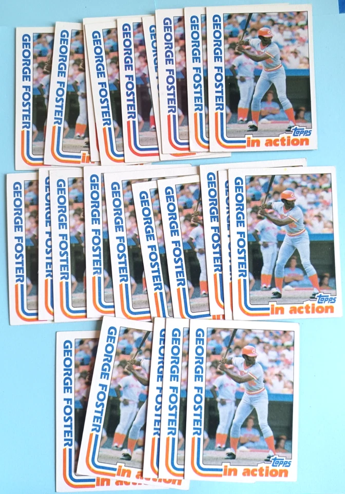 1982 TOPPS GEORGE FOSTER #701 IN ACTION LOT OF 20 CINCINNATI REDS EX-MINT - Image 1 of 3