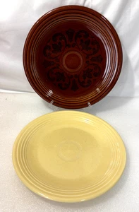HLC Sheffield Amberstone Chop Plate 12.25" & Fiesta Yellow Chop Plate 11.75" - Picture 1 of 8