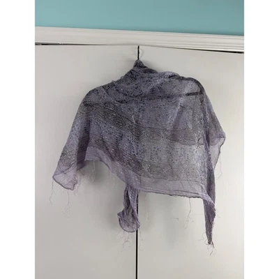 Bufanda de lavanda transparente estampado de cachemira borla flecos liviana Boho Fairycore Foto 1 de 4