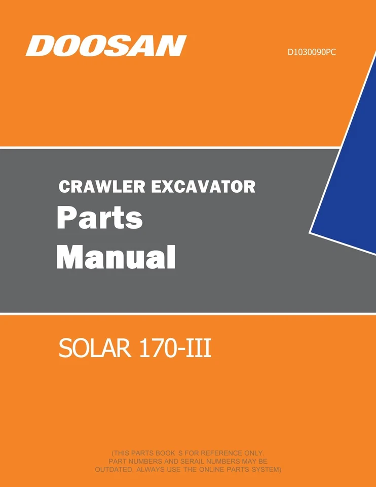 Daewoo Doosan SOLAR 170-III Crawler Excavator Parts Catalog Manual - Image 1 of 1