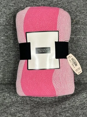 Victoria’s Secret Pink Stripe Throw Blanket 50x60 100% Cotton NWT - Image 1 of 4