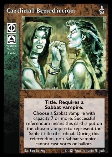 Vtes, Jyhad, Vampire, V5 Sabbat - Cardinal Benediction x 1 - Image 1 of 1