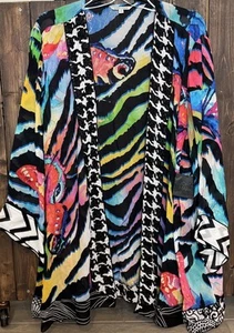 John Mark Size 1X Open Front Lightweight Cardigan Colorful Butterfly NWT $119 - Picture 1 of 11