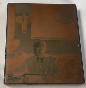 Vintage Copper On Wood Printing Block Former Wisconsin Governor Oscar Rennebohm - Picture 1 of 11