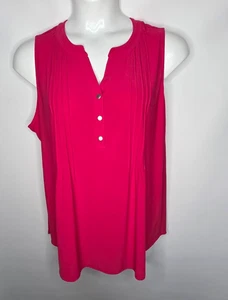 Blusa sin mangas para mujer 2X roja pintuck cuello en V túnica top notaciones mujer - Imagen 1 de 12