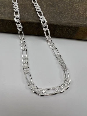 Collar de cadena de eslabones Figaro - plata de ley 925 8 mm Foto 1 de 4