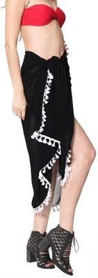 LA LEELA Women's Plus size Skirt Beach Sarong Bikini Cover up Black_B327 78"X39" - Изображение 1 из 3