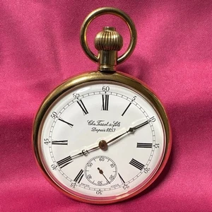 Rare TISSOT Manual Wind Gold Pocket Watch White Dial Tested Working - Picture 1 of 4