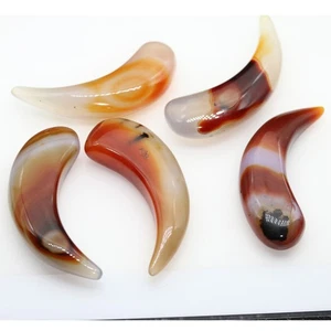 tumbled beautiful patterns teardrop red white gray banded Agate specimen 5pcs GG - Picture 1 of 4