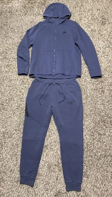 Nike Sportswear Tech Fleece Hoodie & Joggers Full Sweat Suit Storm Blue - Large - Image 1 of 4