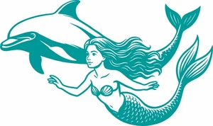 Calcomanía adhesiva de vinilo Mermaid Dolphin Ocean Girl barco natación coche ventana - Imagen 1 de 2