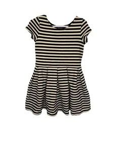 Polo Ralph Lauren Mädchen schwarz elfenbein gestreift Plissee Kleid Gr. 5 Fit Flare - Bild 1 von 4