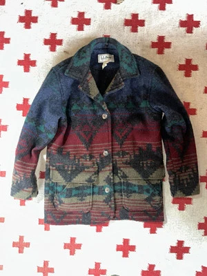 VINTAGE LL Bean Wool Jacket Womens Small Southwest Aztec Navajo Ranch Coat - Image 1 of 4