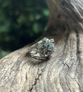Bague cocktail vintage en argent sterling 925 - Topaze blanche grappe taille 8,75 - Photo 1 sur 5