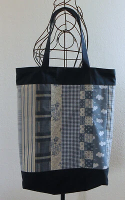 Einkaufstasche "Patchwork Blau-Weiß" Wendetasche, selbst genähtes UNIKAT - Bild 1 von 4