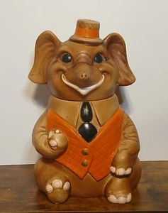 Vintage Bingo der Elefant Keksdose ausgefallene Weste & Krawatte - adretter Hut - winkend - Bild 1 von 23