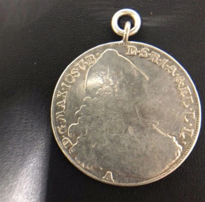 1770 Rare German Bavarian Thaler - Patrona Bavariae Silver Pendant - Image 1 of 4
