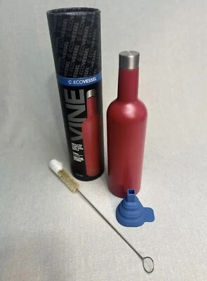 Nueva botella de vino Ecovessel triple aislamiento de acero inoxidable Max Classic Jazz Red Foto 1 de 4