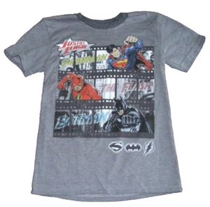 Justice League Batman Boys Short Sleeve T-shirt Gray Tee Size 7 New - Picture 1 of 2
