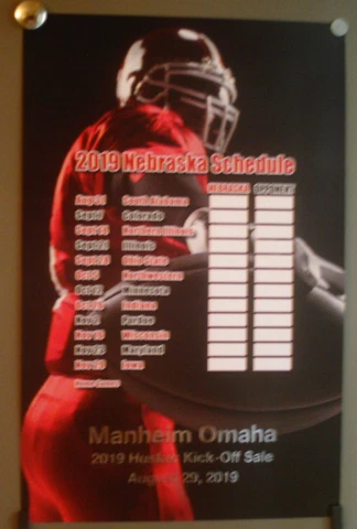 2019 Nebraska Cornhuskers Husker Football Poster Schedule 11 x 17 Manheim Omaha Cover