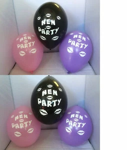 Hen Night Party Balloons x 10 Pink, Lilac & Black Decoration, Helium or Air - Picture 1 of 3