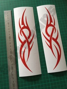 (X2) Calcomanías de llama tribal pegatinas casco motocicleta bicicleta tanque 220x55 mm rojo brillante - Imagen 1 de 5