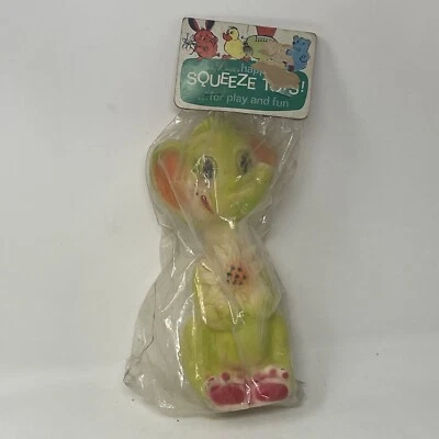 Vintage Baby World Rubber Yellow Elephant Squeeze toy Squeaker SEALED Working - Image 1 of 4