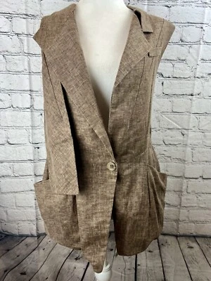 Chaleco Blazer MM Couture Para Mujer Talla Mediana Rayón Bolsillo Sólido Sin Mangas Foto 1 de 4