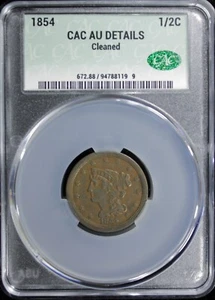1854 HALF CENT CAC AU DETAILS (2531735) - Picture 1 of 4