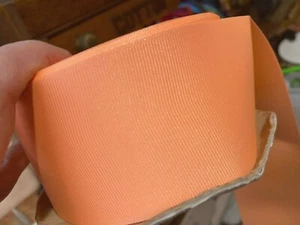 vintage grosgrain cotton rayon 2 1/4" ribbon 1yd melon made in USA - Picture 1 of 7