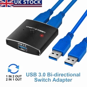 NEW USB3.0 Switch KVM USB HUB Switcher Selector 2 in 1 out for PC Keyboard Mouse - Picture 1 of 10