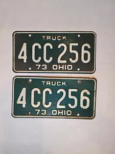 Vintage 1973 Ohio License Plate Pair Matching Set “4CC256” - Picture 1 of 2