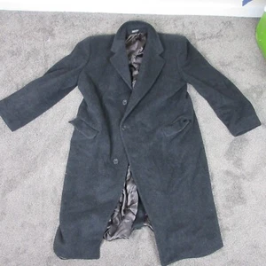 Hammersley Wool  Coat Mens 48 Black  Long Cashmere Button Up - Picture 1 of 14