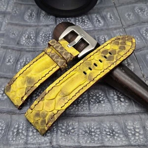 24mm/24mm Exotic Leather Watch Band Bespoke Vintage Minimalist Design - Picture 1 of 12