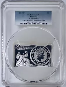 2015 P Australia Kookaburra Silver 3 Oz Bar and Coin PCGS MS 69 25th Anniversary - Picture 1 of 2