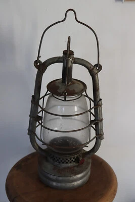 ancienne  lampe tempête marine , en verre  & métal , 42 cm - Photo 1/4