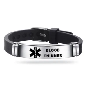 Blood Thinner Diabetes Medical Alert Adjustable Bracelet Stainless Steel Engrave - Picture 1 of 5