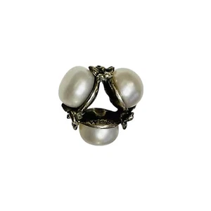 Retired Trollbeads Cultured Pearl Sterling Silver Bead Necklace Bracelet Charm - Picture 1 of 4