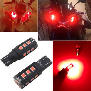 2 Brilliant Red 2825 168 Motorcycle Position Parking City Light 15-SMD LED Bulbs - Picture 1 of 8