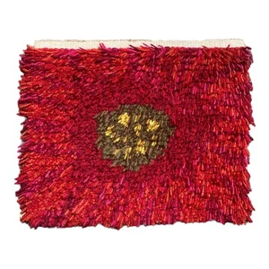 🧡 Vintage Retro Swedish Rya Rug 1960s70s 🧡 40 x 33 cm 16 x 13 in - Picture 1 of 8