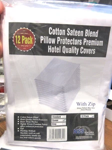 12 Pack Niagara Queen Pillow Protectors Zipper Soft Cotton Sateen Hotel Quality - Picture 1 of 4