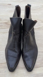 VINTAGE BOULET 4291 Leather Ankle Western Cowboy Boots Slip On Men Brown SIZE 11 - Picture 1 of 9