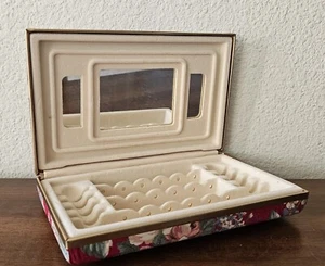 Reise Schmuckkästchen Klappschatulle Aufbewahrung Organizer mit Spiegel. Vintage. Floral Rose Rot. - Bild 1 von 9
