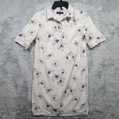 Banana Republic Shirt Dress Womens Small Purple Floral collared Short Sleeve - Image 1 of 4