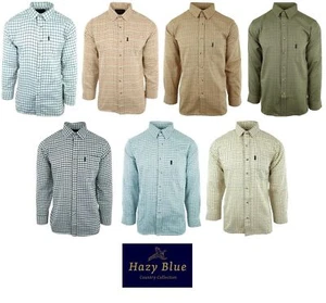 Hazy Blue Mens Long Sleeve Check Shirts Work Outdoor Smart Relaxed Fit - Picture 1 of 57