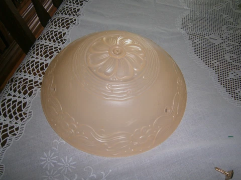 VINTAGE 30s 40s Ceiling Light Lamp Fixture Glass Shade globe Chandelier Beige Cover