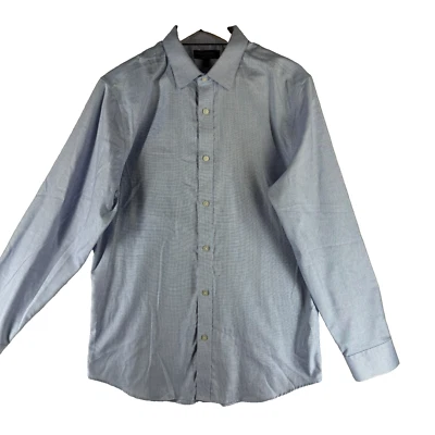 Banana Republic Non Iron Slim Fit Men's Size L Blue Pinpoint Casual Shirt - Image 1 of 4