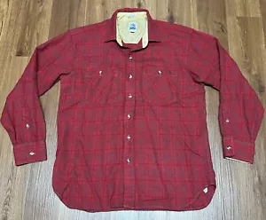 Vintage Wool Blend Flannel Arrow Dover Button Shirt Mens Large Red Blue - Picture 1 of 7