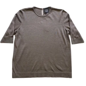 $ 895 Neu mit Etikett Akris Bergdorf Goodman beige Kaschmir Seide Rundhalsausschnitt Bluse Gr. 12 - Bild 1 von 8